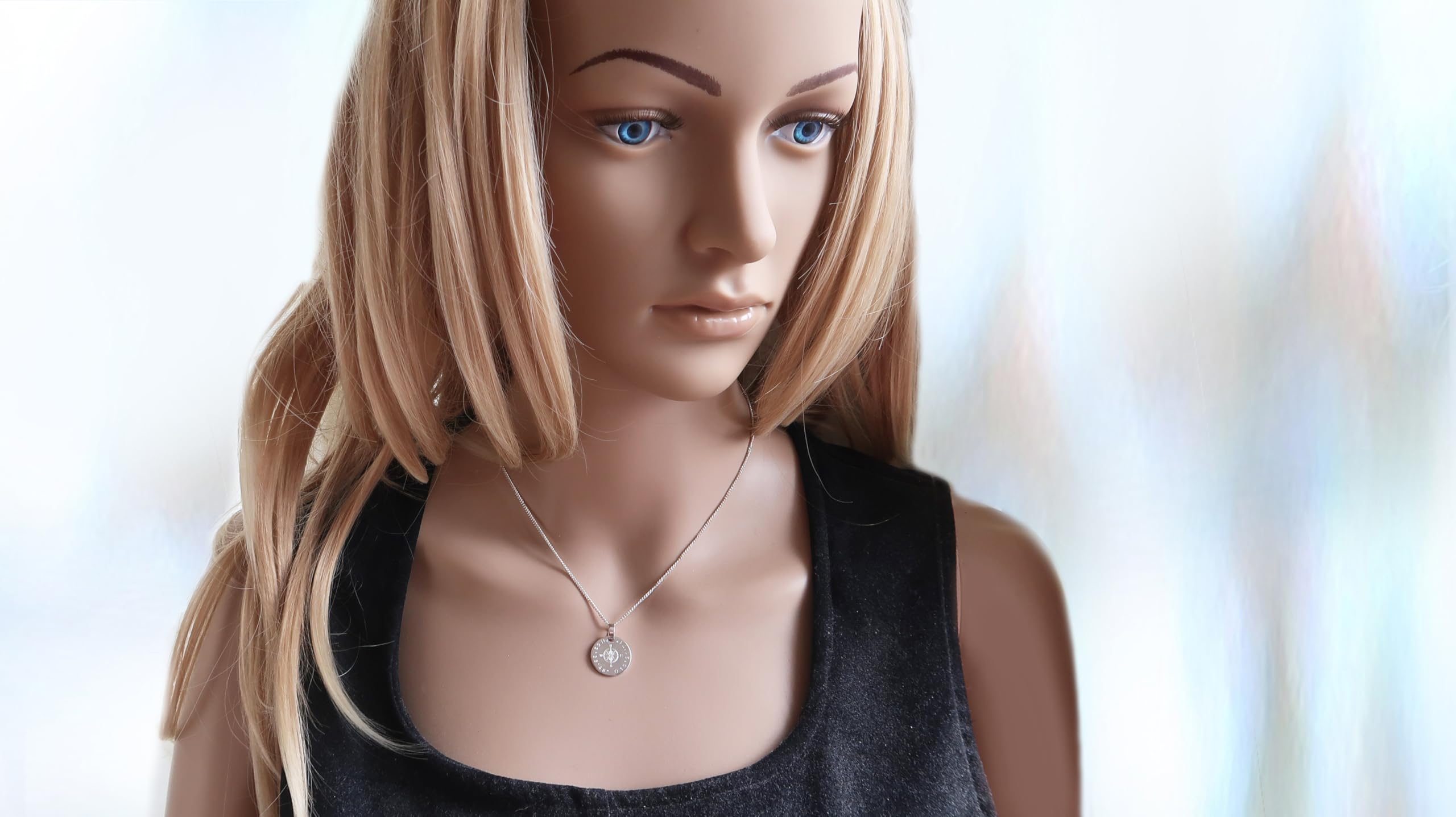 Personalisierte Kette mit Gravur Kompass & Koordinaten, Silber | Lederband oder Silberkette, Geschenkidee