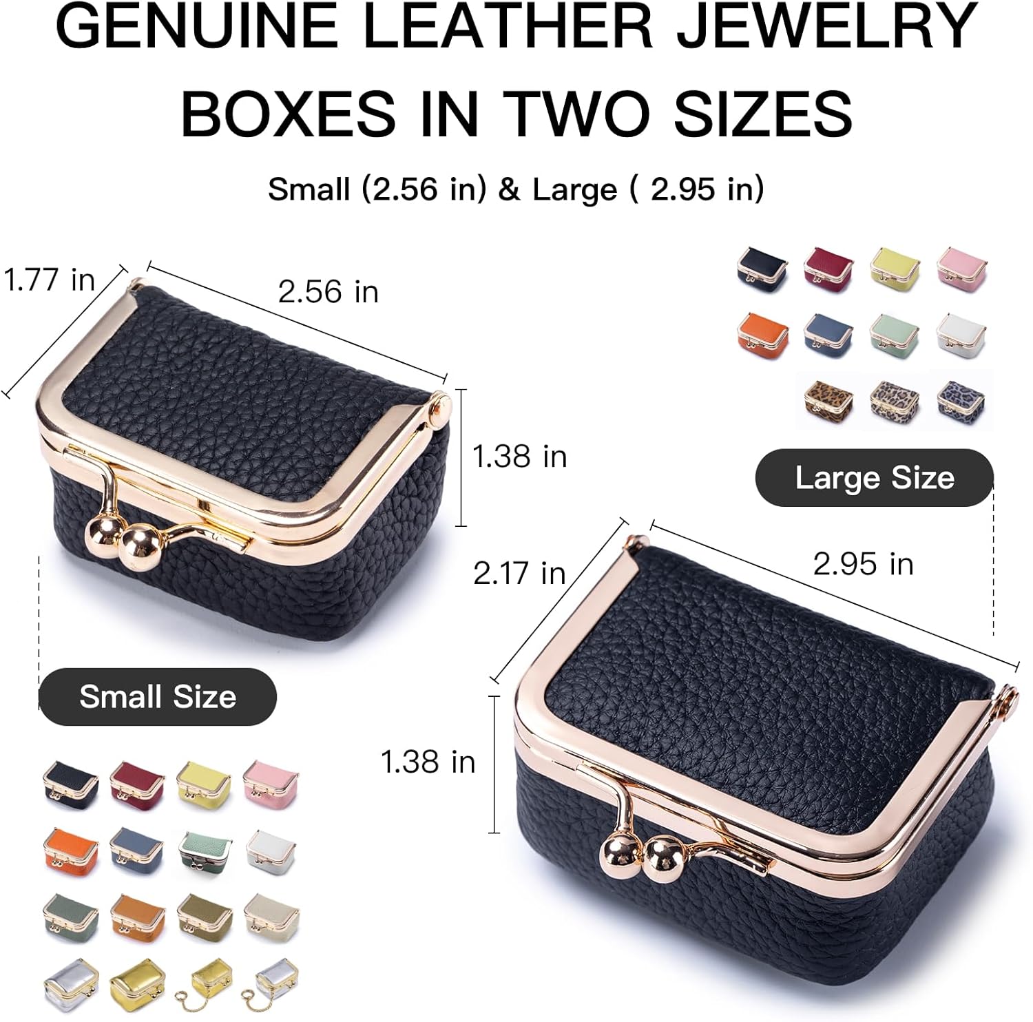 Genuine Leather mini Jewelry box, Portable Travel Jewelry case - Vintage mini Organizer with Kiss Lock for Rings, Earrings, Necklace, Bracelet | Gift for Women (Brown Leopard Print L)