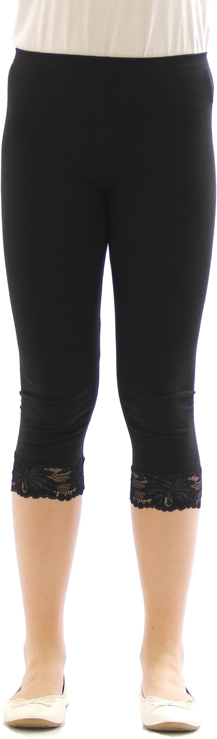 YESET Girl Kids Leggings Leggings Trousers Capri 3/4 Short with Lace Cotton