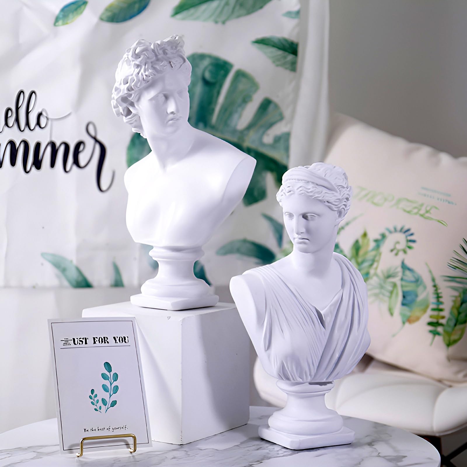 PAEFIU David Statue, Griechische Mythologie-Göttin-Statue, Michelangelo David Büste Figur, Apollo Dekorationen Skulpturen, Moderne Diana Ornamente, für Home Büro Bücherregal Skizze Praxis (Stil 1)