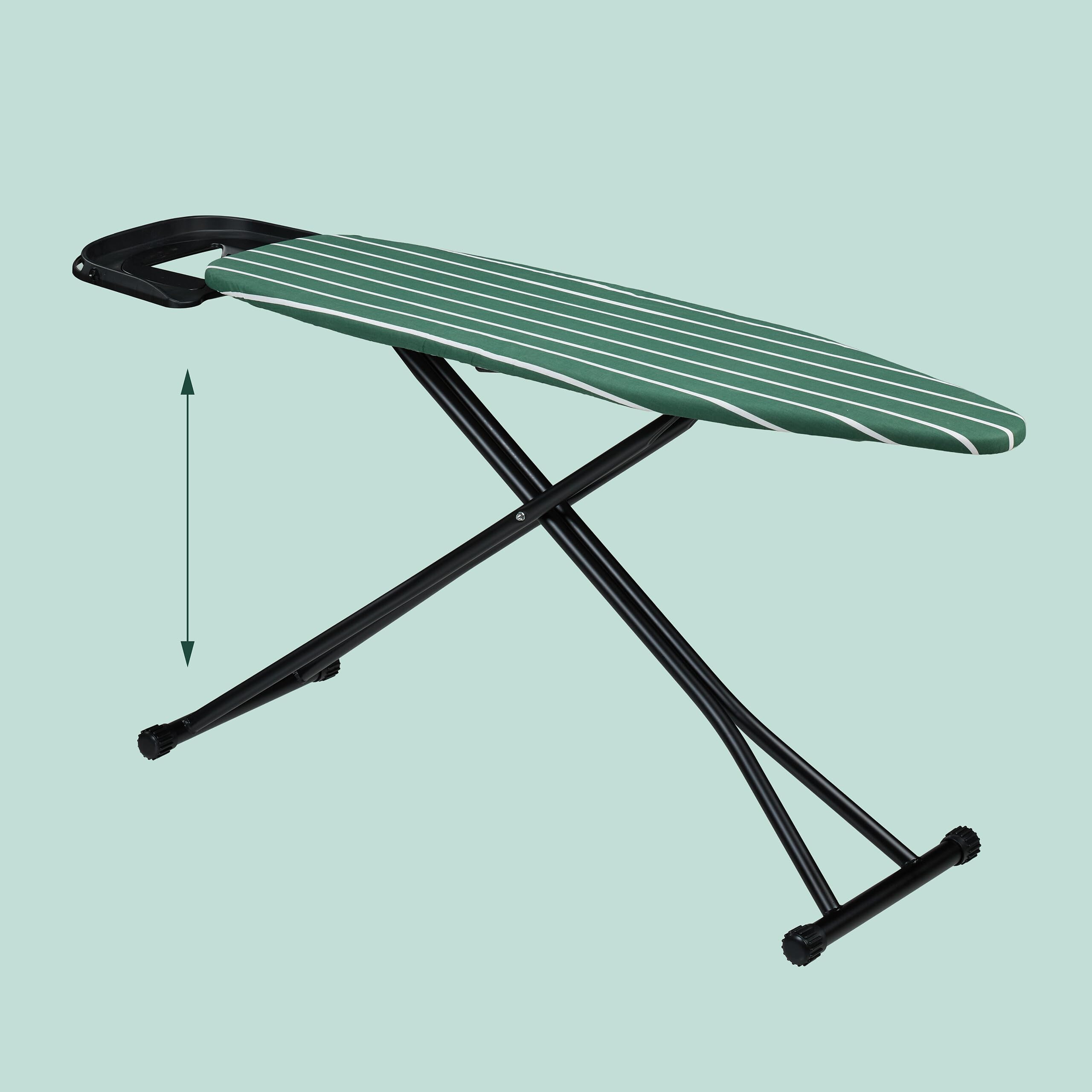Relaxdays ASSE da Stiro Pieghevole, Tavolo Ferro a Vapore, Piano Stirare Salvaspazio 121x39 cm, Copriasse, Verde Bianco
