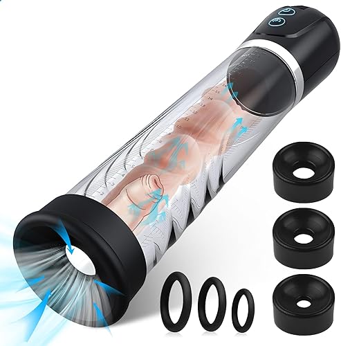 Bomba de vacío eléctrica para el pene - Bomba de ampliación de juguete masculino para adultos con 3 modos de succión automáticos, estimulación del