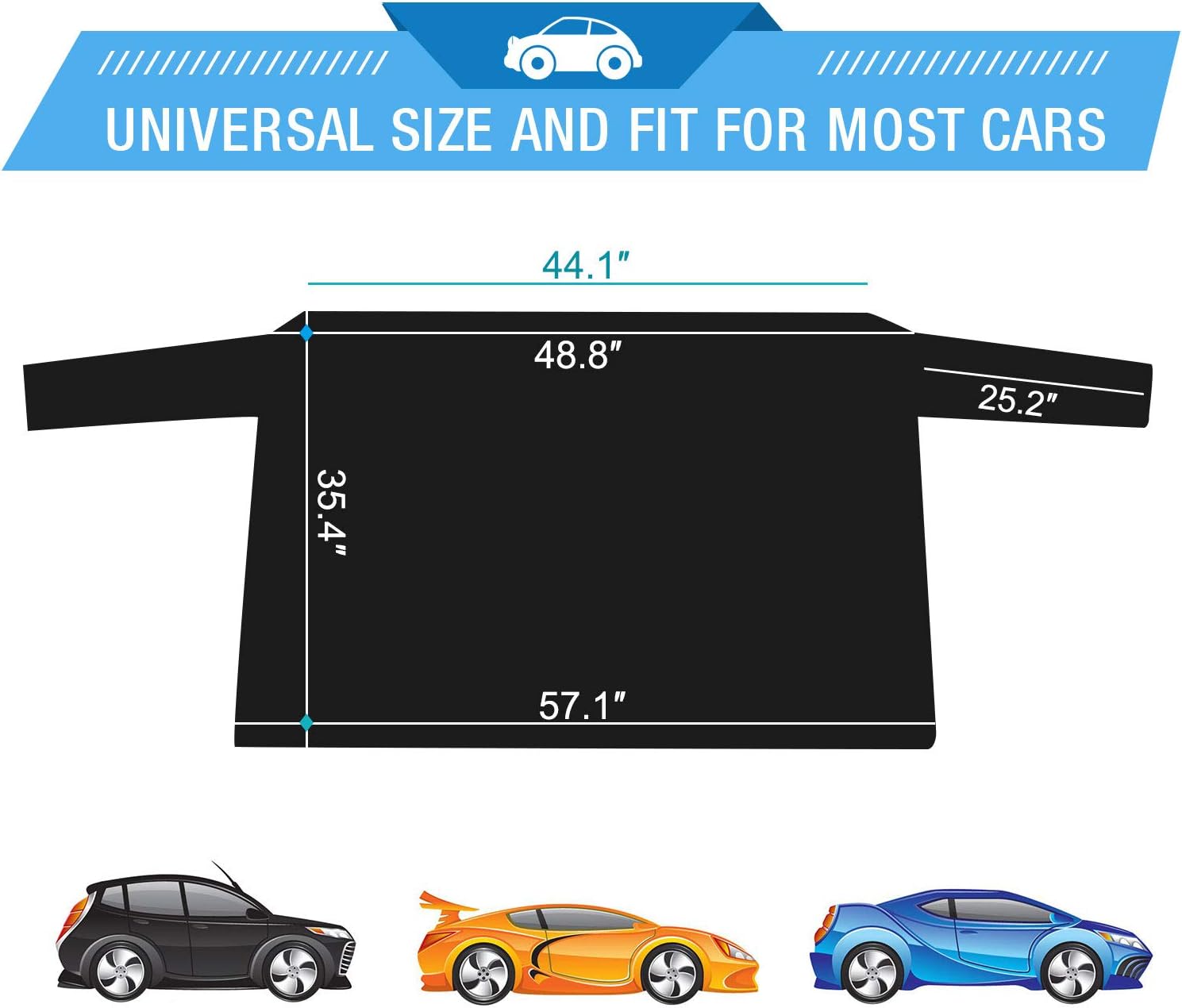 Car Rear Windshield Snow Cover, Rear Windscreen Snow Ice Cover Protector with Flaps and 4 Magnets, Sun Shade Protector Exterior Shield Guard Fits Most Cars, Trucks, SUV and Vans