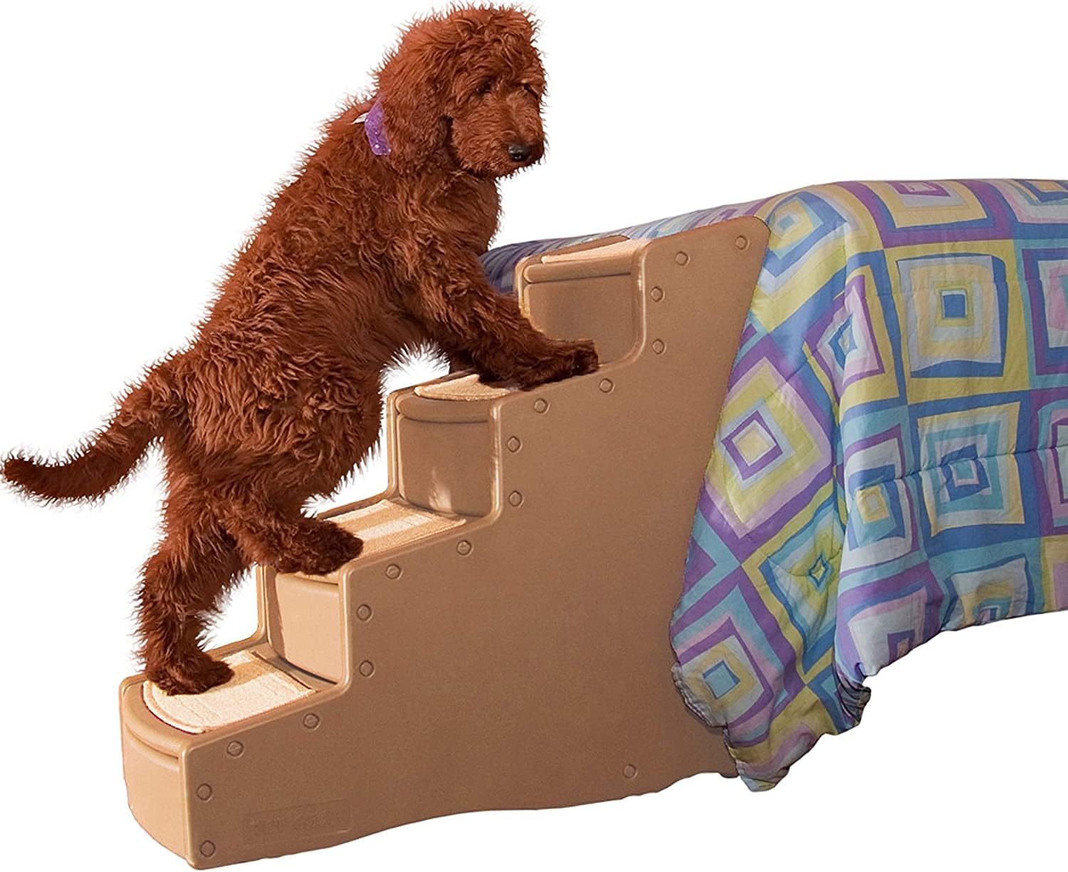 Pet Gear Easy Step IV Pet Stairs, 4 Step for Cats/Dogs, Removable Washable Carpet Treads, for Pets Up to 150lbs, No Tools Required, Available in 9 Colors, Fog