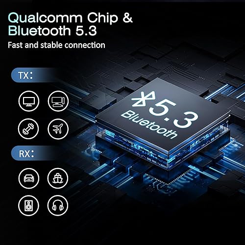 Miniatura 6 de Receptor transmisor Bluetooth, adaptador inalámbrico 2 en 1 para avión, transmisor Bluetooth 5.3 para televisores, equipo de gimnasio, automóviles,