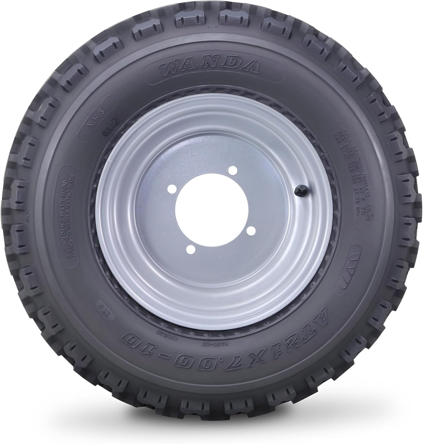 WANDA Sport ATV Tire Wheel Assembly 21X7-10 with 4x110mm PCD 2+3 offset Silver Wheel 10075,PK 2