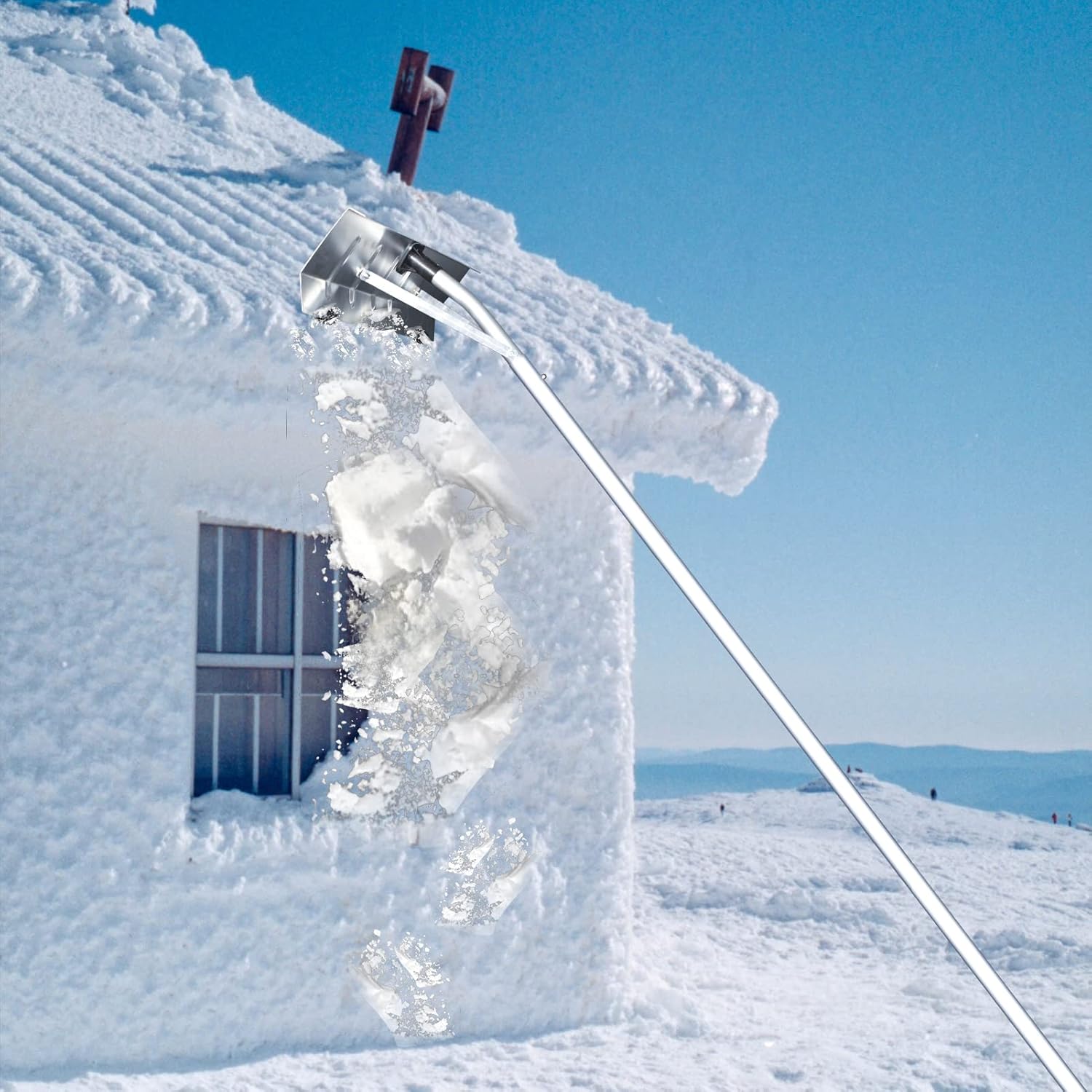 review Snow Roof Rake - Decokybahs Aluminum Snow Shovel Rake, 4-20FT Extendable Snow Roof Rake with 5 Tubes