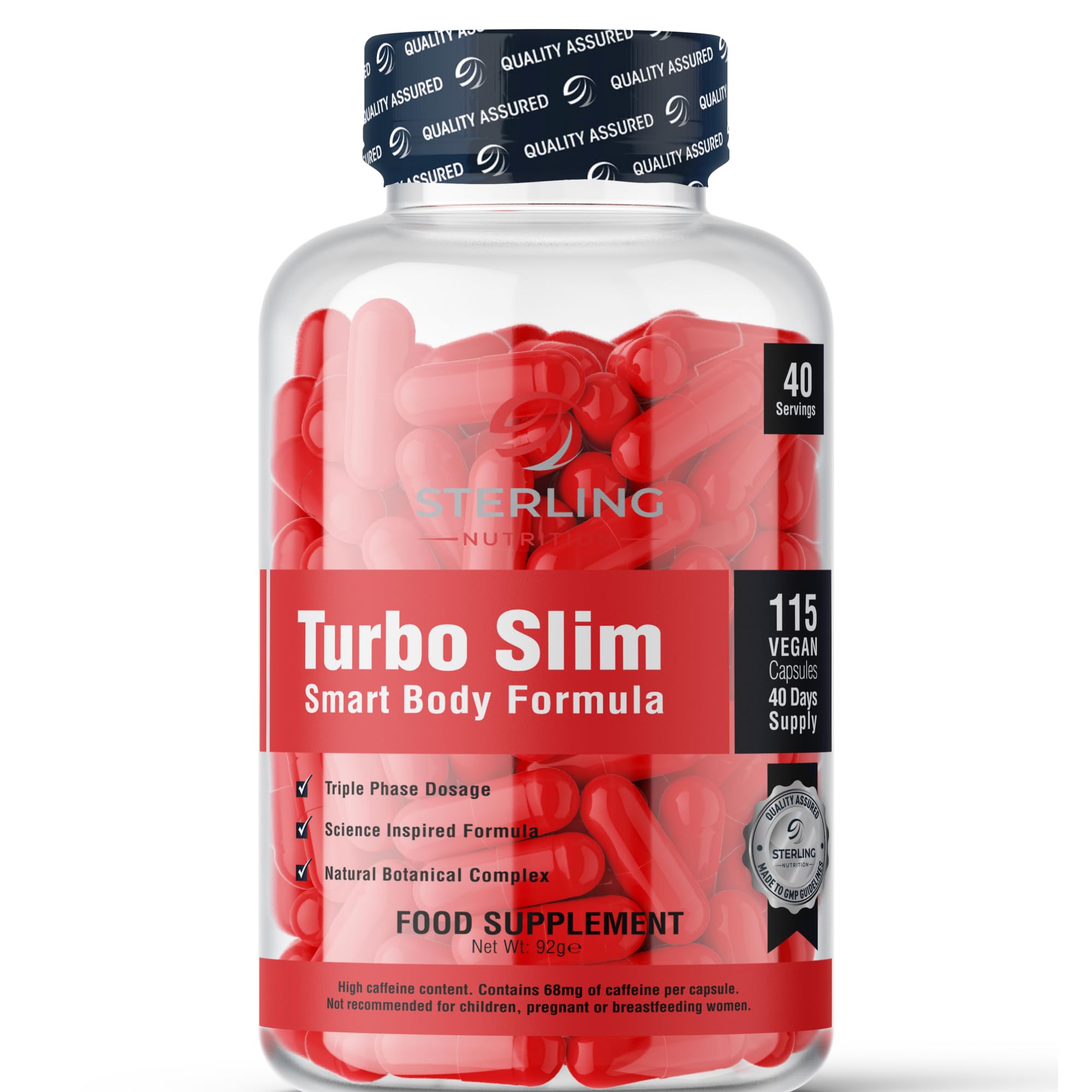 Turbo Slim Weight Loss Supplement - 115 Vegan Capsules (40 Days) | Apple Cider Vinegar, Glucomannan Konjac Root, Green Tea & Coffee for Metabolism Support | Smart Formula Dose | STERLING NUTRITION