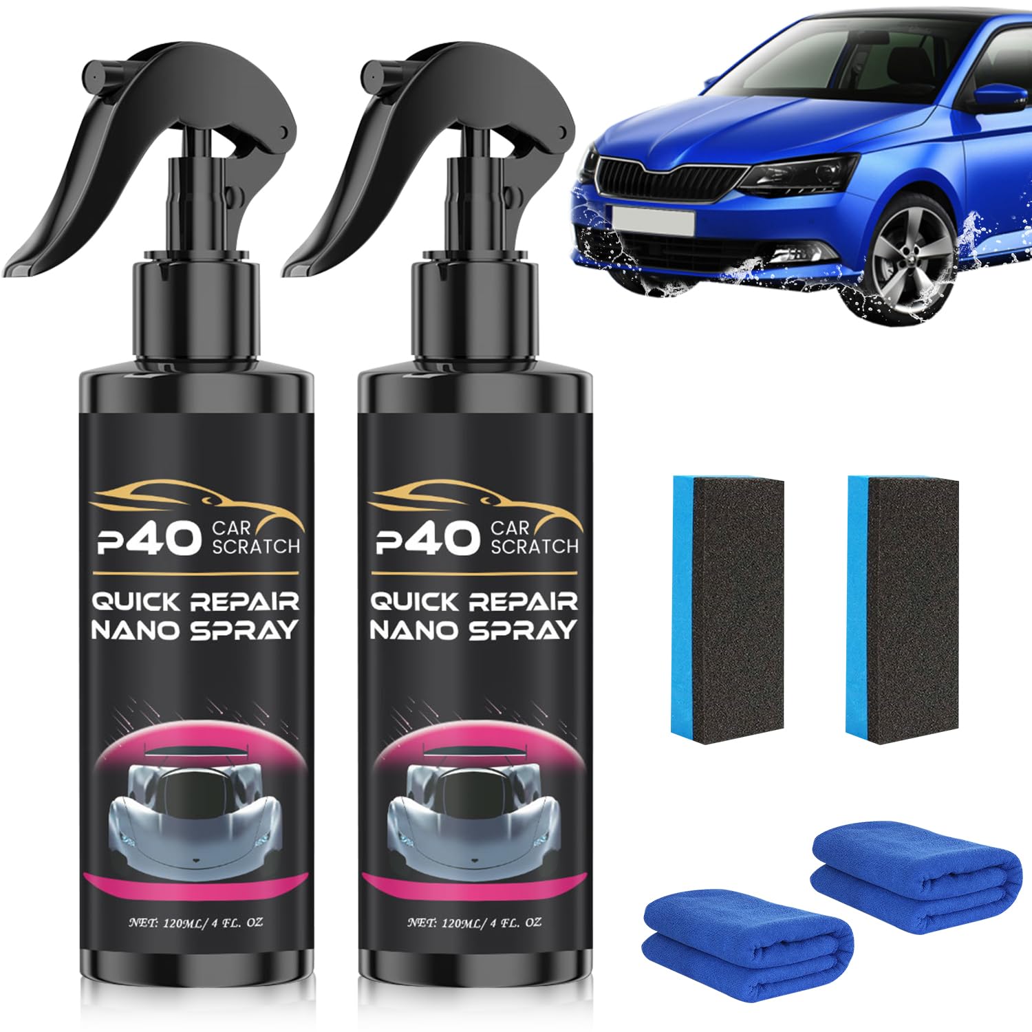 2PCS P40 Car Scratch Quick Repair Nano Spray Bottle