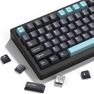 dagaladoo PBT Keycaps,Grey/Dark Blue keycaps 60% 65% 100%, Japanese Style Custom Keycap, Cherry Profile Keyboard Key caps for 60% 65% 75% 100% TKL US Layout Mechanical Keyboard（138keys