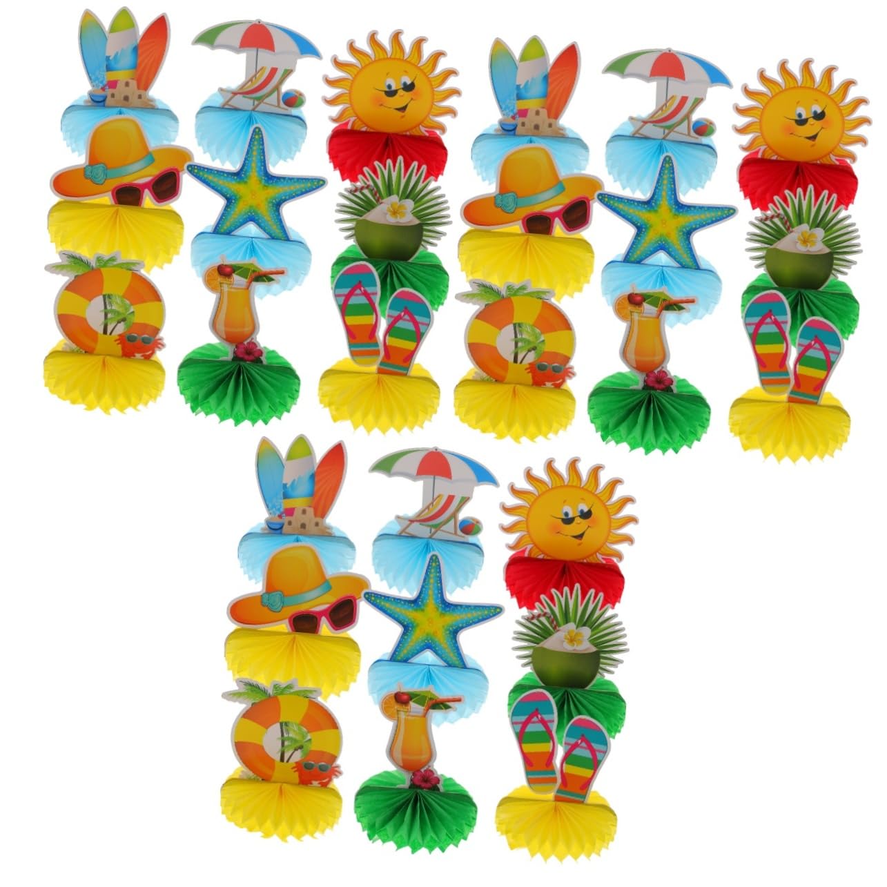 TOYANDONA 27 STK Sommerliche Wabenornamente Hawaii-Dekorationen Für Die Party Luau Waben-mittelstücke Hawaiianische Mittelstücke Für Tische Sommerdeko Für Zu Hause Waben Schmücken Papier