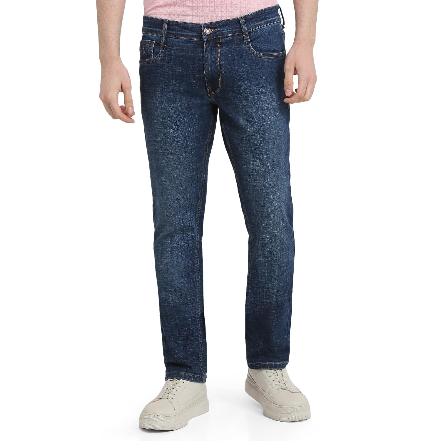 parx Men Low Rise Tapered Fit Knitted Pattern Cotton Polyester Blend Flat Front Jeans-picture-36