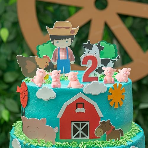 Miniatura 5 de Sintuff 24 piezas de mini figuras de cerdo para cupcakes, pequeños cerdos de resina, estatuas de juguete de cerdo, manualidades para niños, pastel