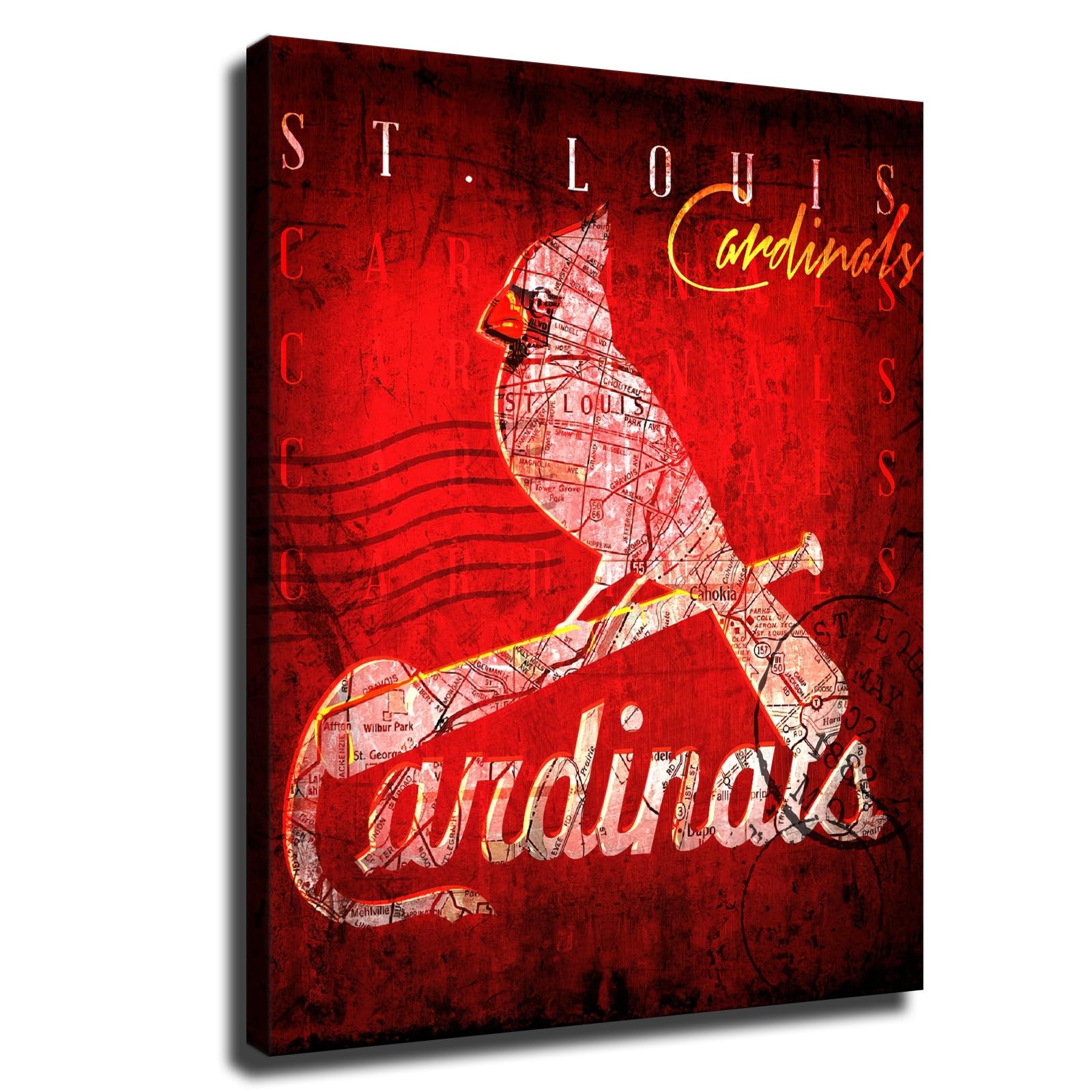 St. Louis City Cardinals Baseball Poster Baseball Sports Badges Wall Art Pattern Print Artwork Decorative Home Decor Painting (Unframed Canvas,
