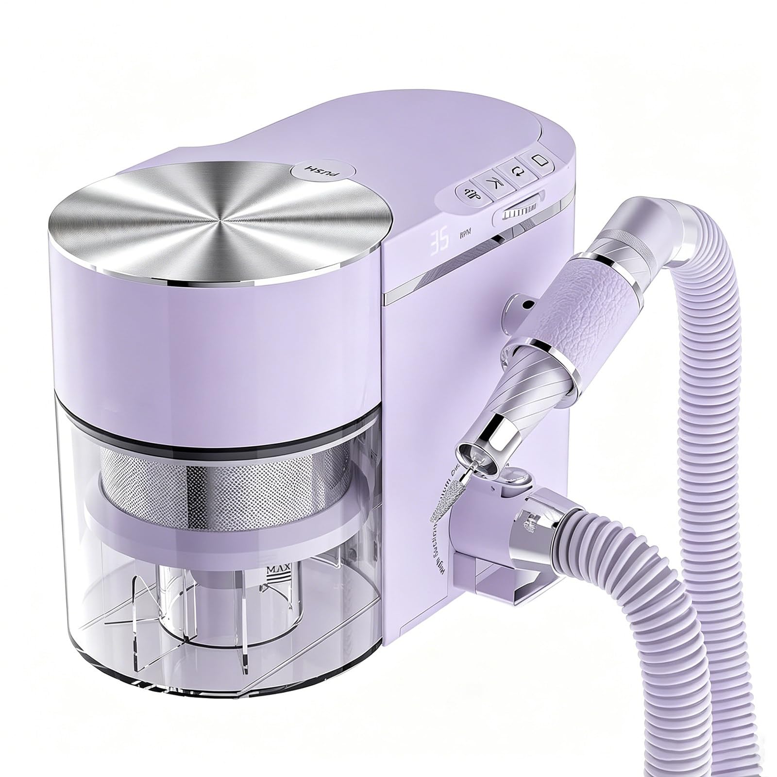 Sunseota Nail Dust Extractor, Electric Nail File Polisher, Electric Nail Drill File Kit with High Suction Vacuum, Brushless Motor, Drill para Uñas 30,000 RPM for Acrylics, Gel, Salon Use Purple