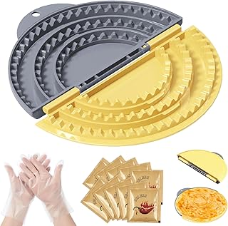 Tortilla Sealer + 10PCS Disposable Gloves Set,SELERS,quesadilla tortilla crimper Maker, Adjustable 4"-6''-8" Crust,For 4''-6''-8''-10'' Wrap,Burritos,Tortilla,Dumplings,Sandwich,Grey Yellow