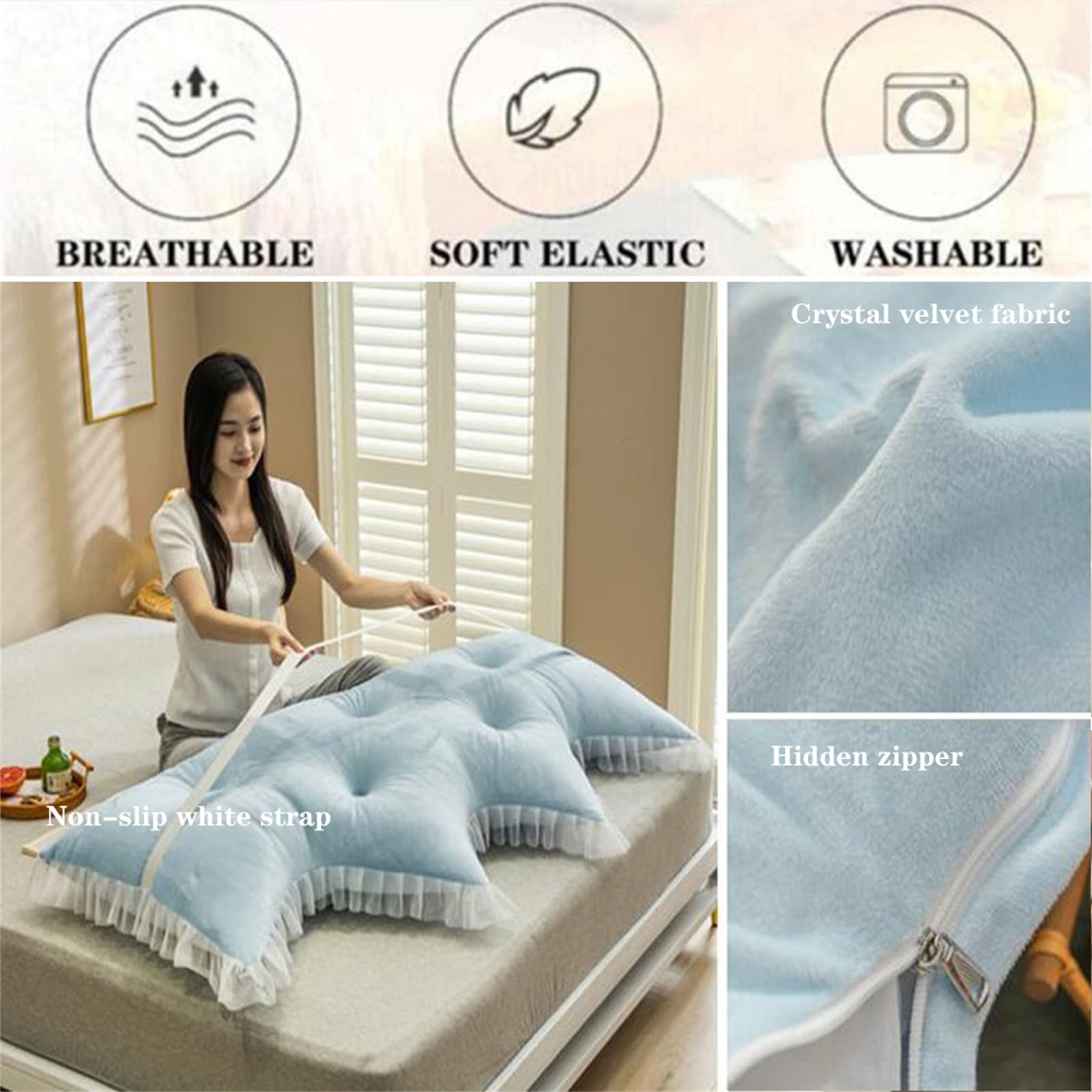 MGEMJMJ Large Wedge Pillow Headboard Tatami Reading Cushion The Waist Lumbar Pad Sofa Pillow Cushion(Size:120x55x18cm,Color:Grey