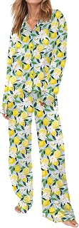 SHESHOW Satin Pajamas for Women Set Long Sleeve Button Down Sleepwear 2 Piece Nightwear Women Pjs Sets Size XS-XXL