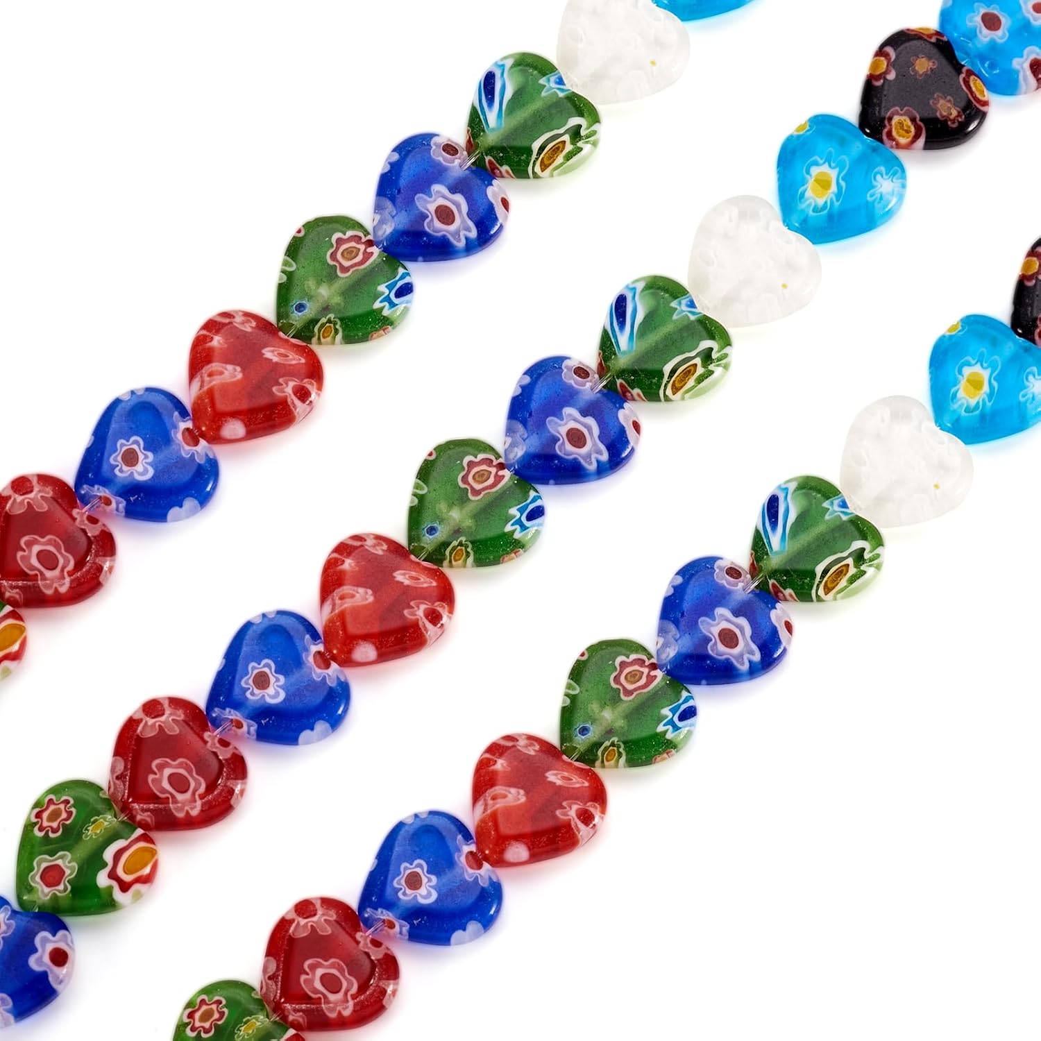 Craftdady 5 Strands Millefiori Lampwork Glass Beads Multicolor Flat Round Coin Disc Spacer Beads 25x5.5mm for DIY Necklace Bracelet Earring Jewelry Crafts Making About 16pcs/Strand