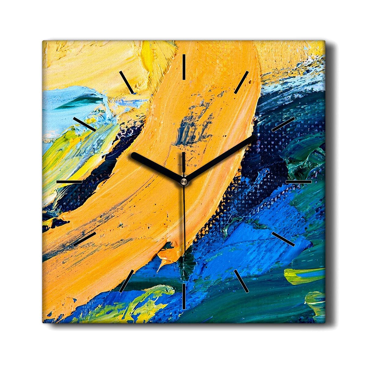 Horloge sur toile 30x30cm silencieuse pour salon design peinture artistique