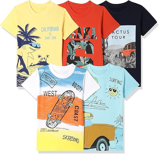 T2F Boy’s Cotton Printed Regular Fit T-Shirt(Pack of 5)