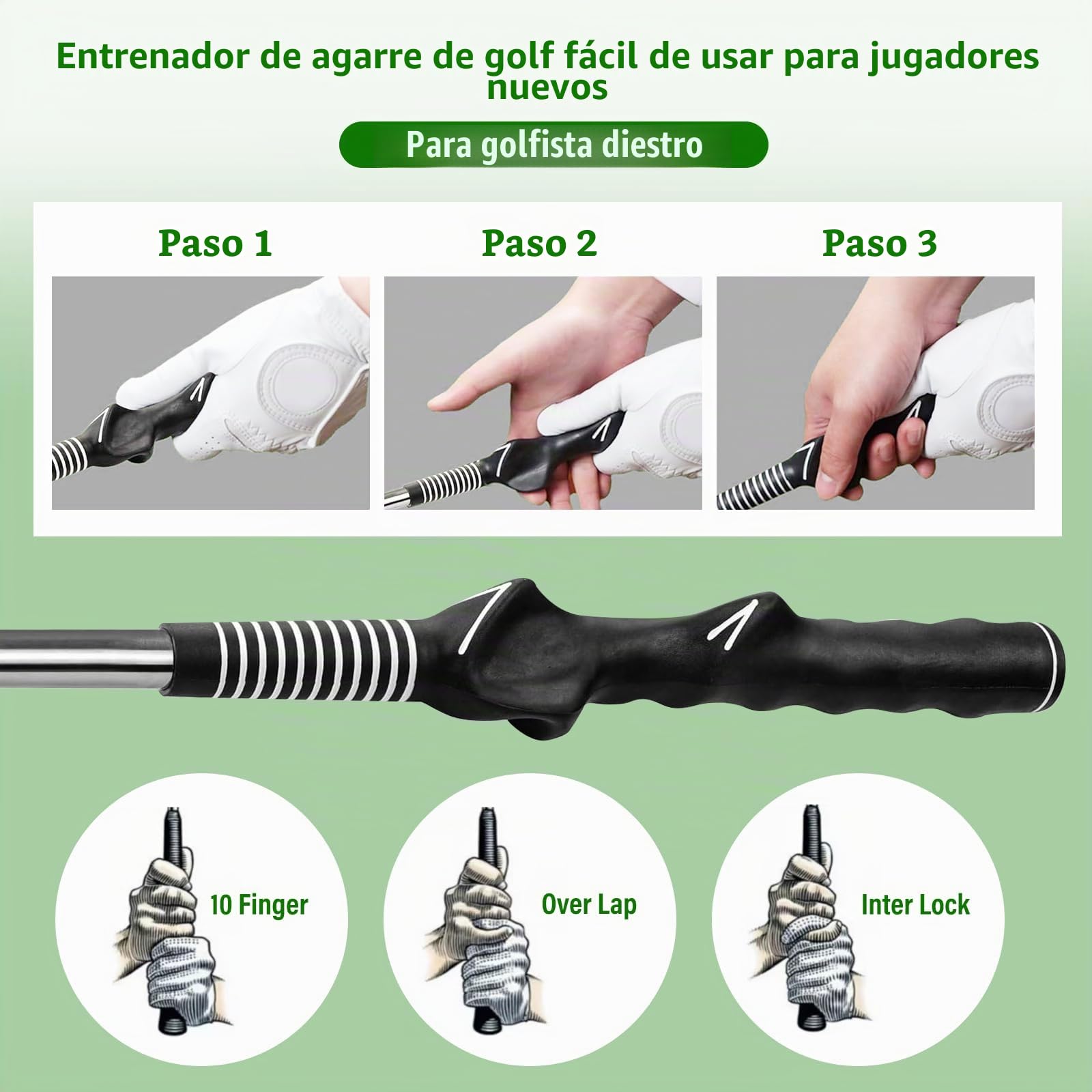 Entrenador de Swing de Golf Telescópico Retráctil con Click para Diestros