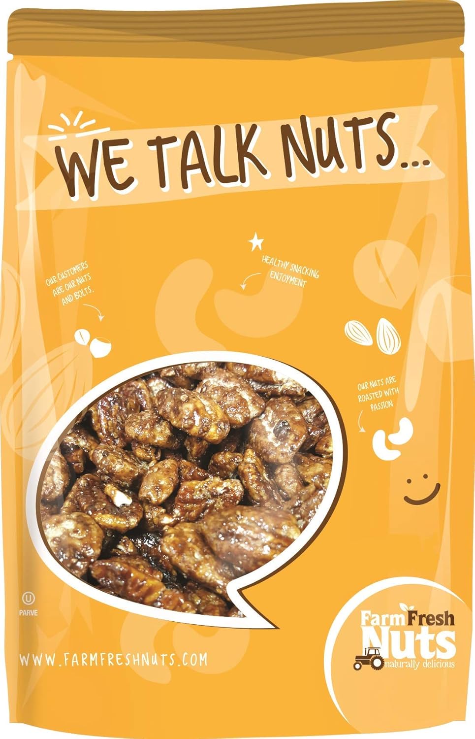 Honey Glazed Praline Cinnamon Georgia Pecans (1 Lb.) Non-Dairy - Small Batch Roasted & Candied - Southern Tastiness - Handpicked for Freshness - All Natural, Lactose Free - Farm Fresh Nuts Brand.