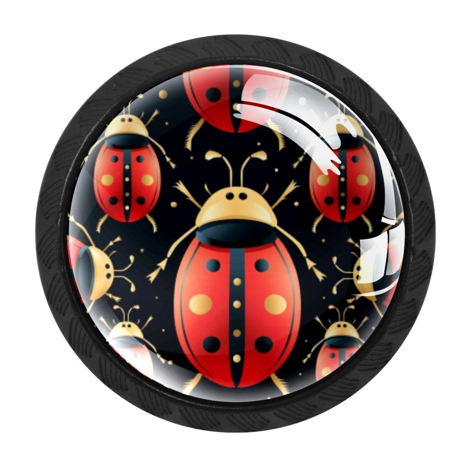 CHENZZZZ 4 Pack Round Cabinet Knobs for Kitchen Bathroom Closet Dresser Cabinets, Ladybird