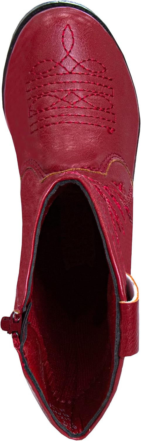Girls Cowgirl Western Boots – Sizes Toddler to Big Kid | Pull-On Embroidered Pointed Toe Country Boot | Kids Rodeo Festival Fashion Footwear