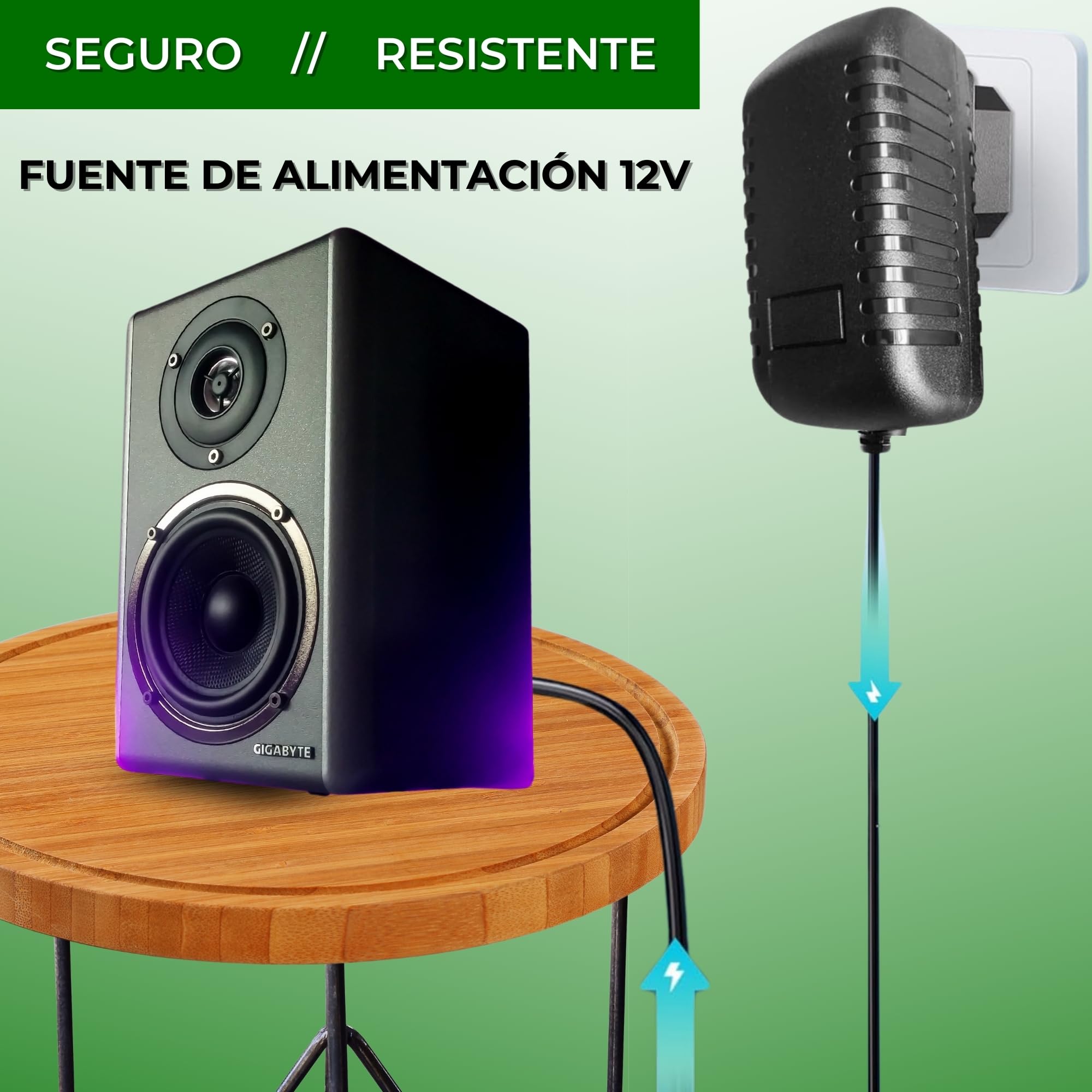Alimentador 12V 2A, Adaptador de Corriente, Fuente de alimentación 12V, Alimentador de Pared 12V 2A, Cargador 12V 2a, Adaptador Alimentación, Conector DC 5.5 x 2.1 mm, Negro - imagen 6