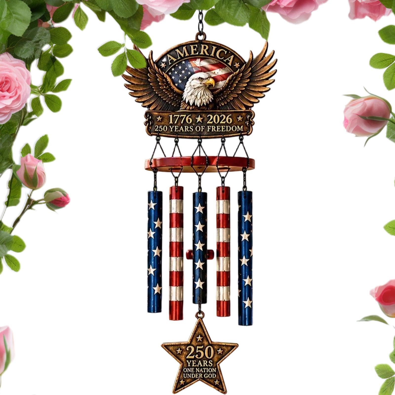 Patriotische Windglocken für draußen Patriotische -Dekoration mit Stern | Amerika 250. Windspiel Für , , Zuhause, Innenbereich, Badezimmer, Party, Feiertag und Geburtstag
