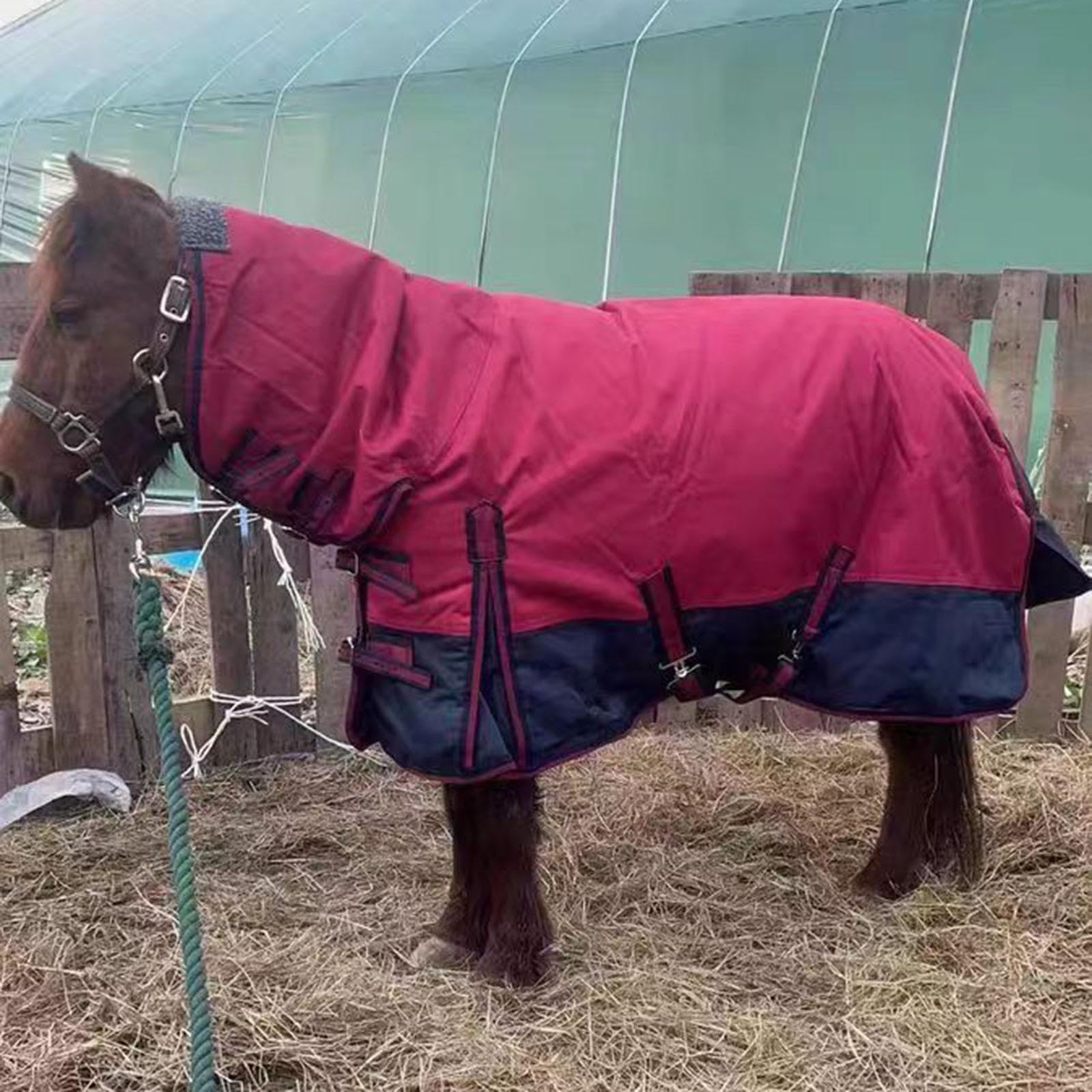Gralara Manta para Caballo Impermeable con Cuello Abrigo Térmico con Forro Transpirable Y Capucha Desmontable Tejido Oxford 600D Resistente Al Frío Adecuada P
