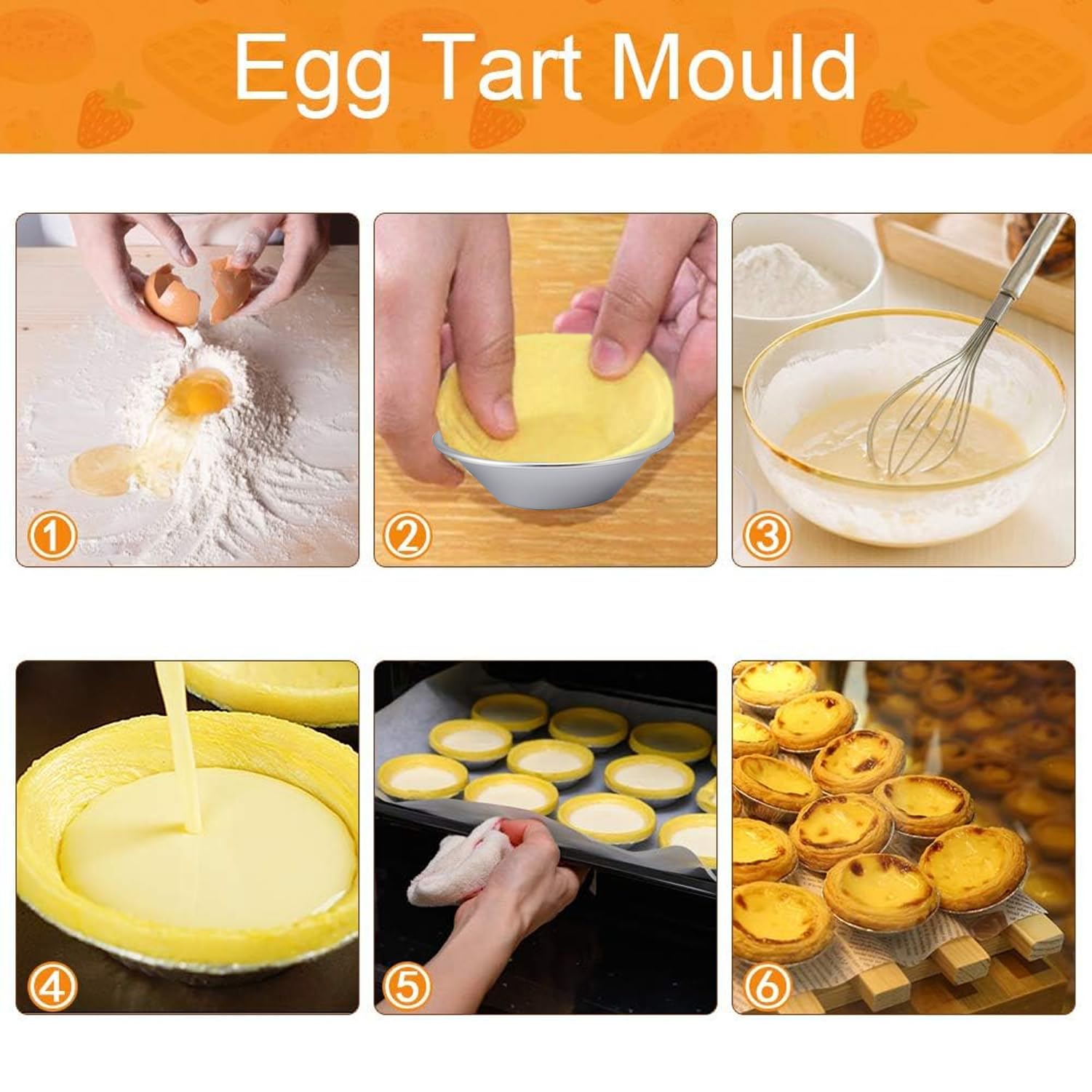 Moule Pasteis De Nata, 25 Pièces Moules à Tarte Aux œufs, Mini Moule à Tarte,Les moules de cuisson sont antiadhésifs et réutilisables, parfaitement adaptés pour la cuisson de