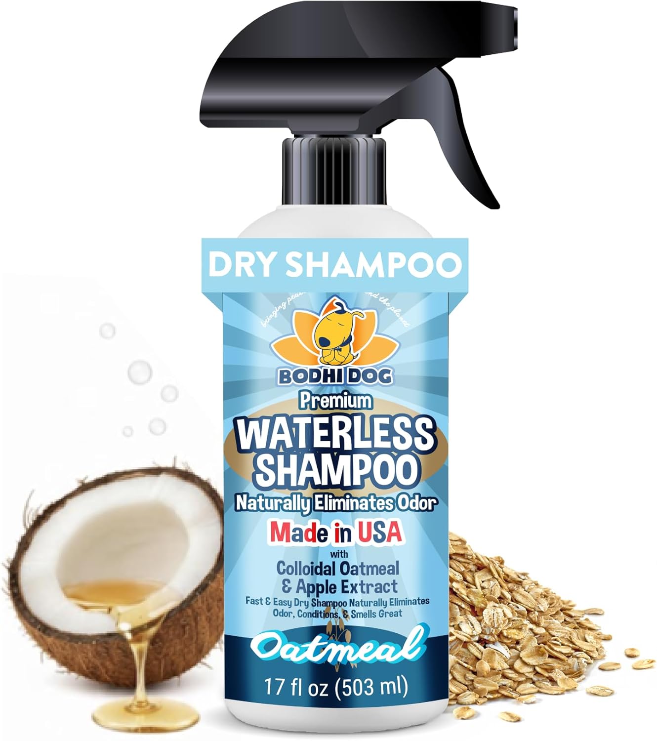 Bodhi Dog Waterless Shampoo - Natural Dry Shampoo for Dogs & Cats - Neutralizes Pet Odor - No Rinse Required - Made of Natural Extracts - Safe for Sensitive Skin - Oatmeal & Apple (1 Gallon)