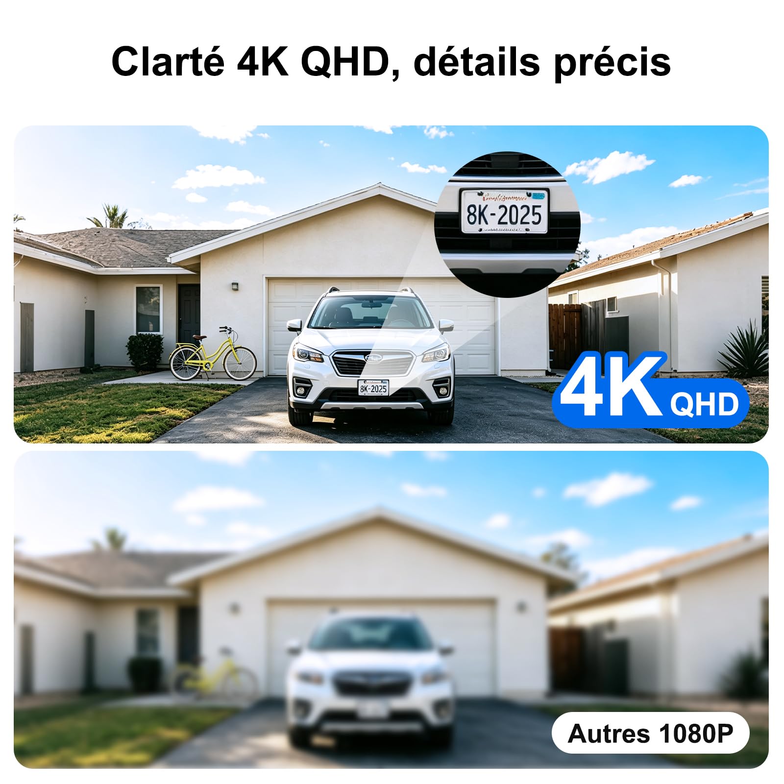4K Caméra de Surveillance WiFi Extérieure,Triple Objectif Camera Extérieur | 360° PTZ Sécurité à Domicile,Suivi Automatique,Vision Nocturne Couleur,Audio Bidirectionnel,IP66