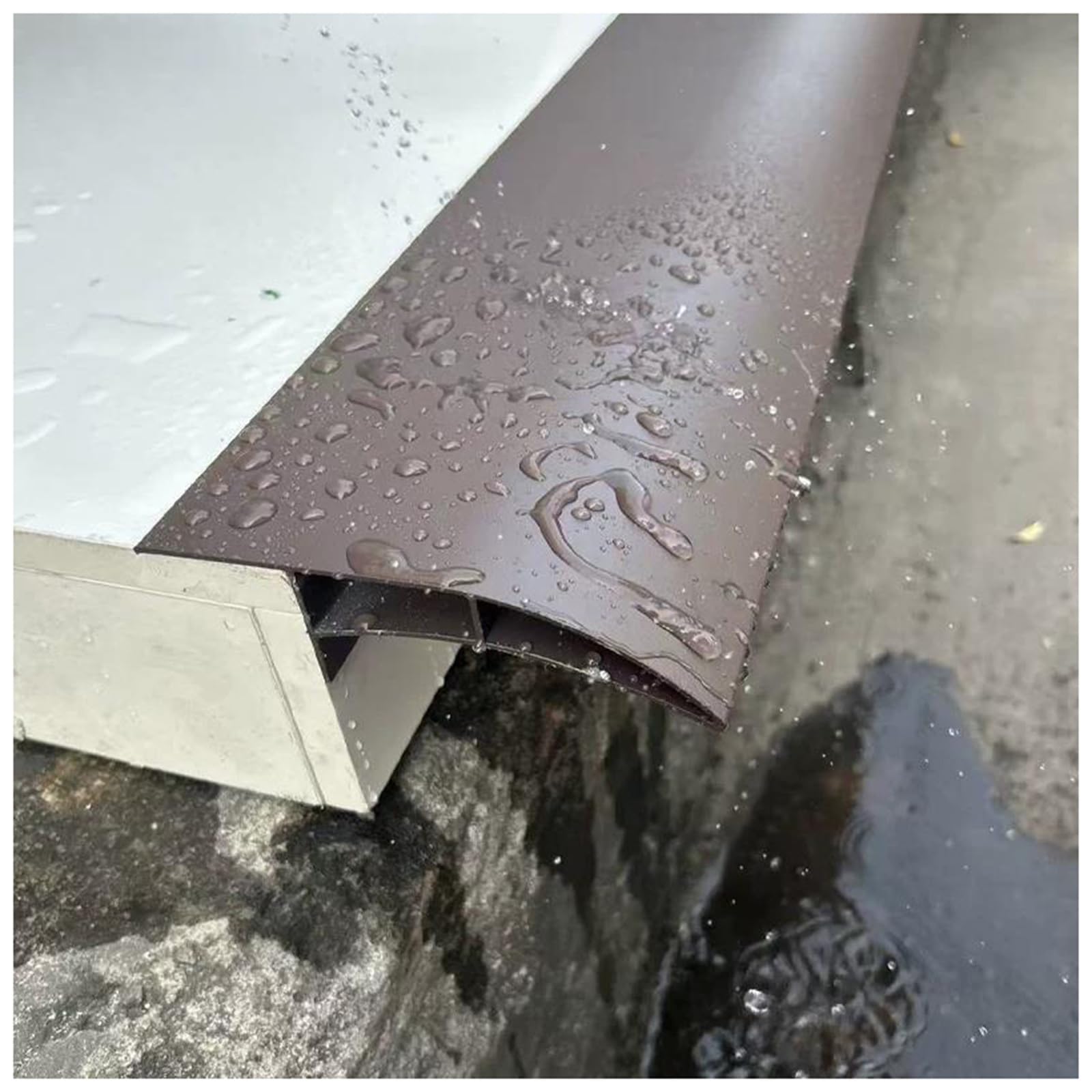 LXLZYXSF 4-5/16" Extra Wide Aluminum Alloy Roof Drip Edge Flashing, Cuttable Rain Diverter Window Ledge Trim Strip for Balcony Terrace Yard Walls(Brown,L 115cm/3.8ft)
