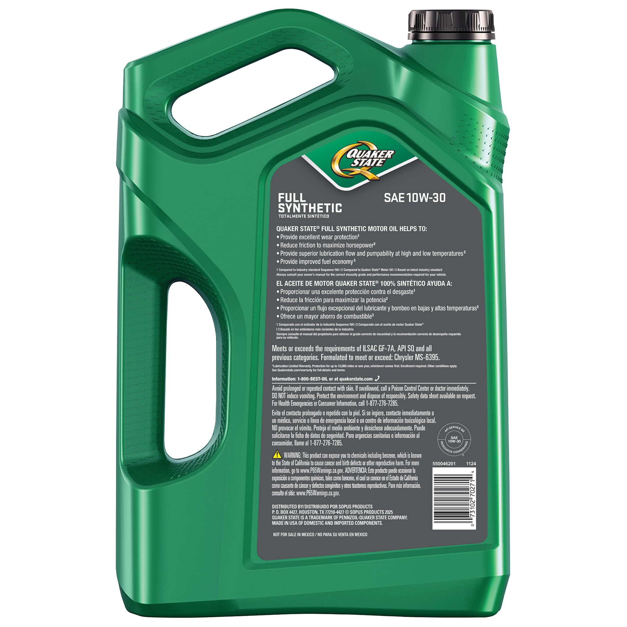 Amazon | Quaker State 完全合成 10W-30 モーターオイル 5クォート (3