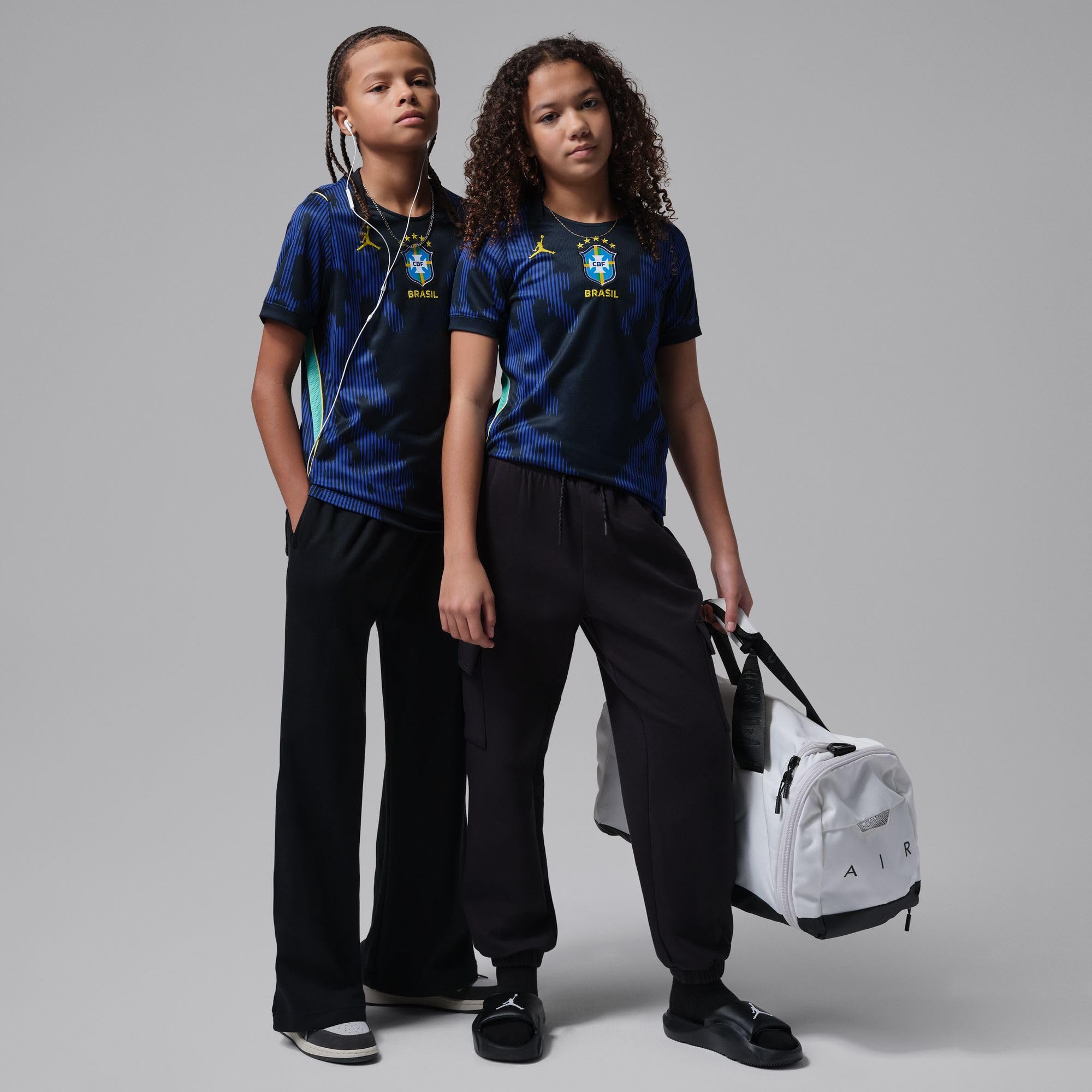 NIKE Brasilien 2026 Auswärtsstadion Jordan Dri-FIT-Replika-Fußballtrikot für ältere Kinder, IU1080
