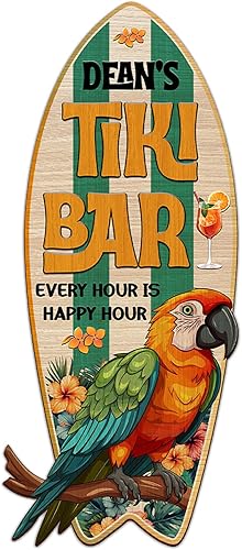 Miniatura 15 de THUYPT Cartel personalizado con reglas Tiki para bar Tiki, decoración de madera Tiki con patrón Tiki Totem, decoración tropical para playa impresa,