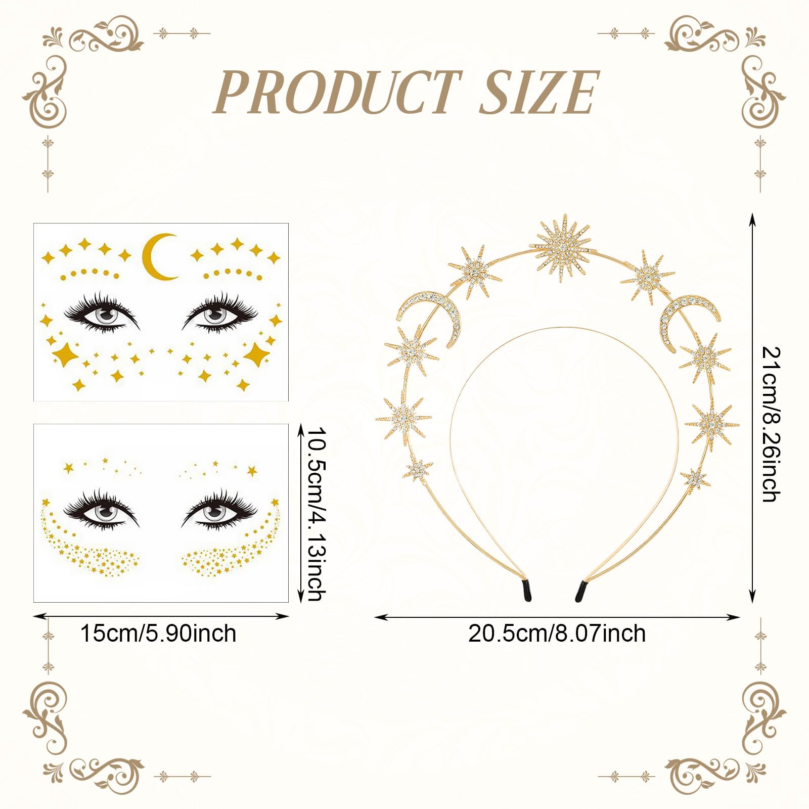 GWAWG Halo Crown Headband Moon and Star Headband Star Rhinestone Hair Band Double Layer Astrology Hairband - Image 2