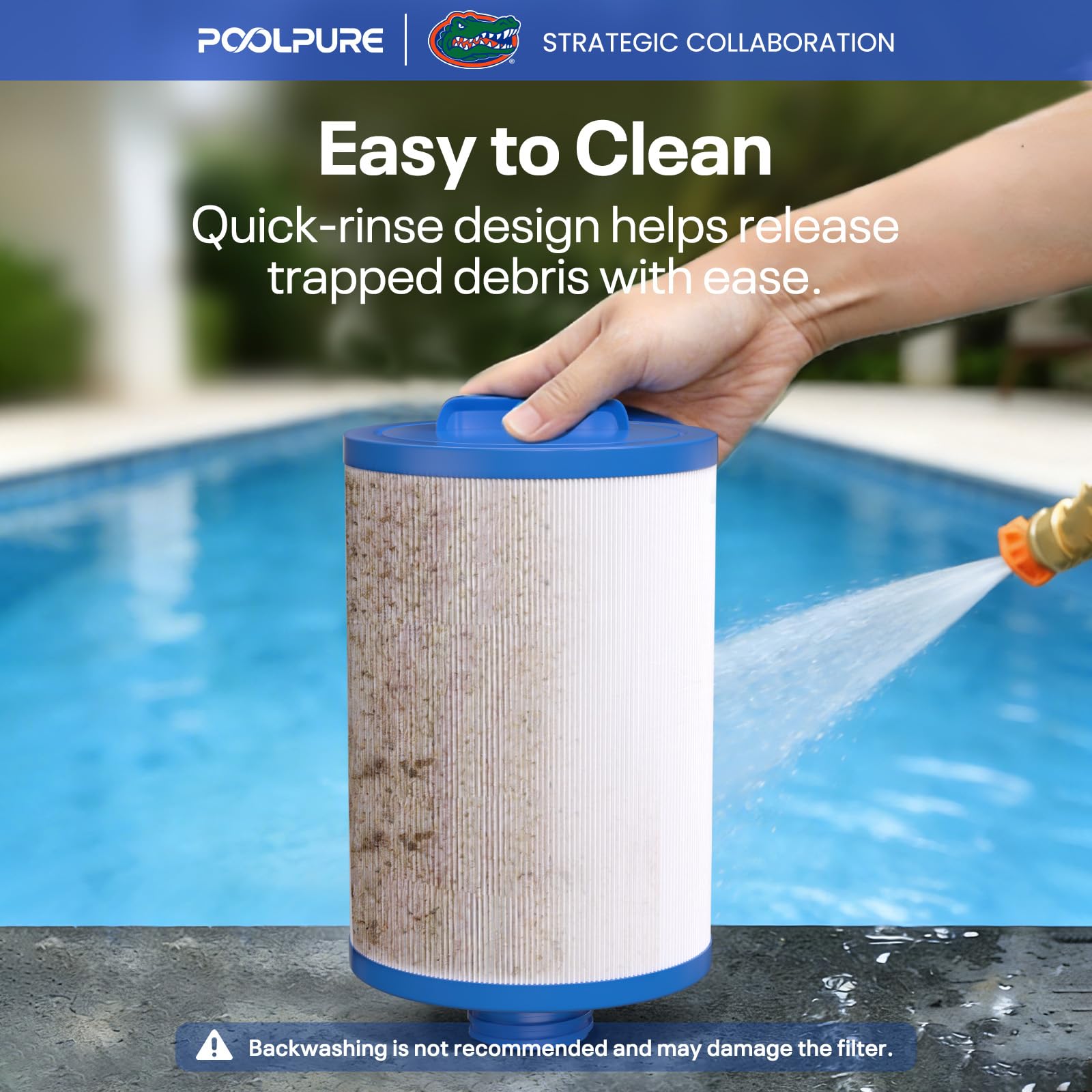 POOLPURE 6CH-940 SPA Filter Replaces PWW50P3(1 1/2" Coarse Thread), 817-0050, Filbur FC-0359, 25252, 03FIL1400, Waterway Front Access Skimmer, Screw in SAE Thread Filter 2 Pack