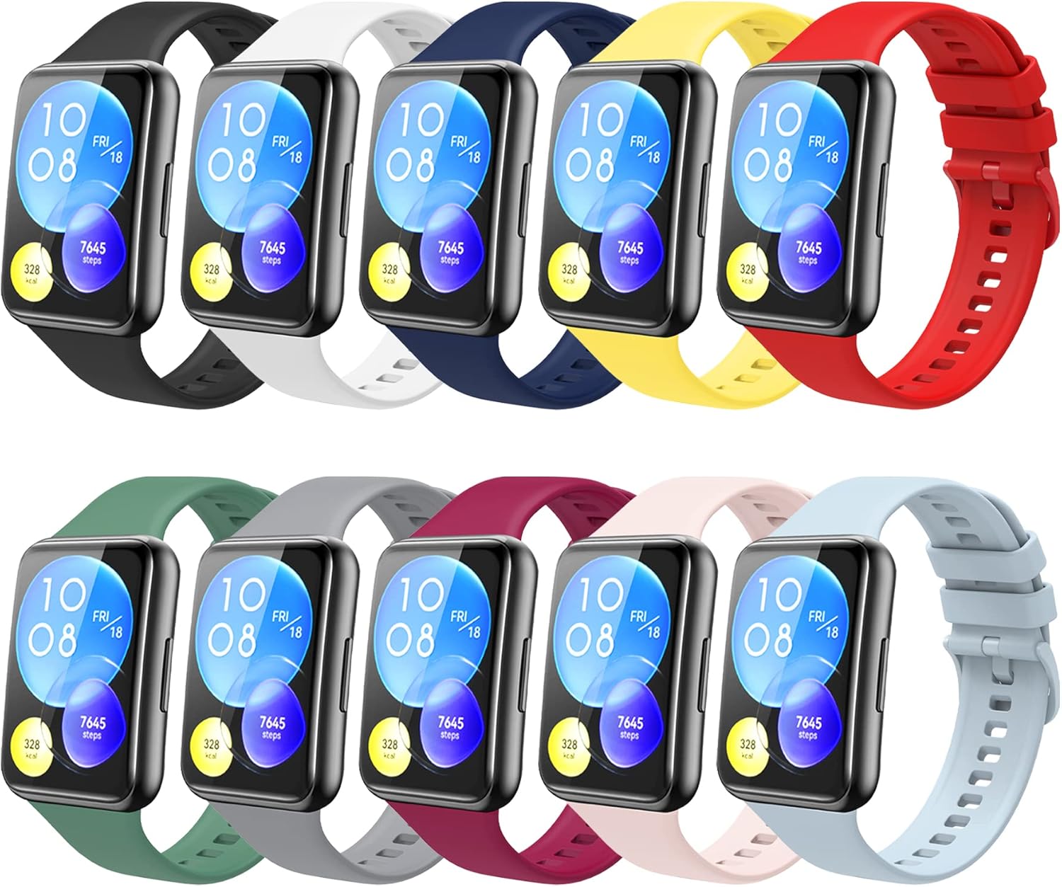 WindRen 10 Armbänder Kompatibel mit Huawei Watch Fit 2, Sportarmband