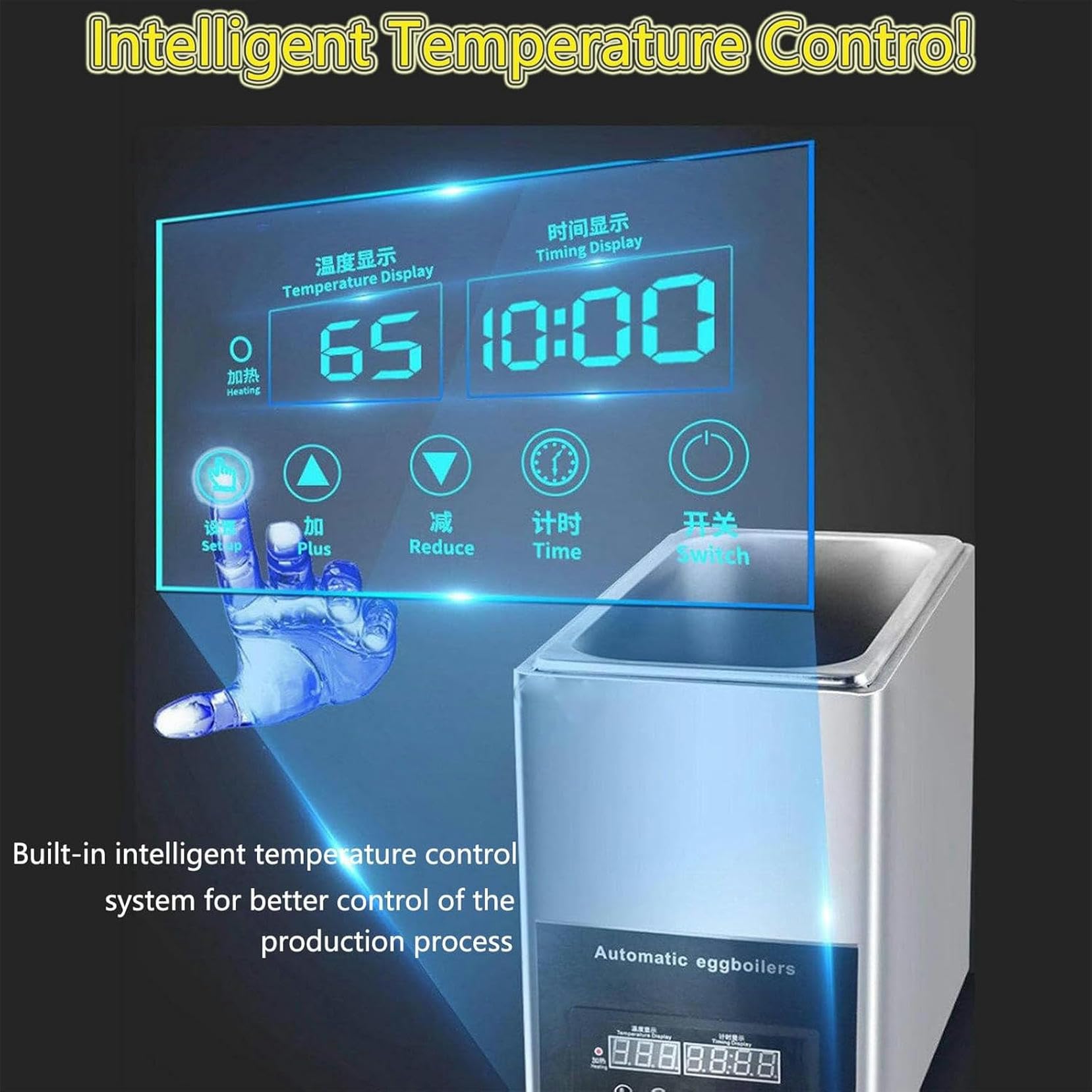 UWYTGF Egg Boiler Machine for 50 Eggs,Commercial Runny Egg Fully Cooked Egg Runny Egg Large Capacity Egg Boiler with Timer,099 Minutes,9L Large Capacity for Restaurant,220V