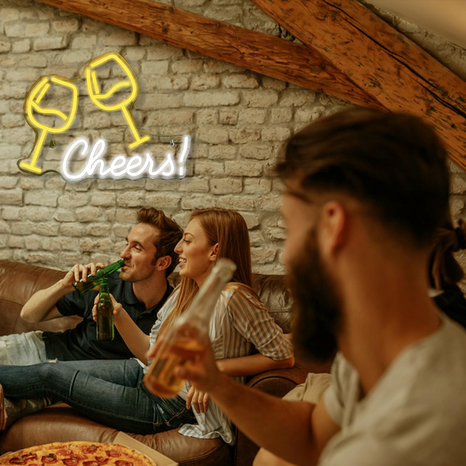 立ち呑み ネオンライト NXYX Cheers Neon Sign Wine Cheers Neon Light for Wall Decor