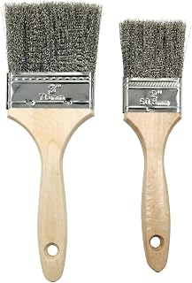 HOKLNUSE Stainless Steel Wire Brush Set 2-Piece Cleaning Brushes with Wooden Handle for Rust and Paint Removal