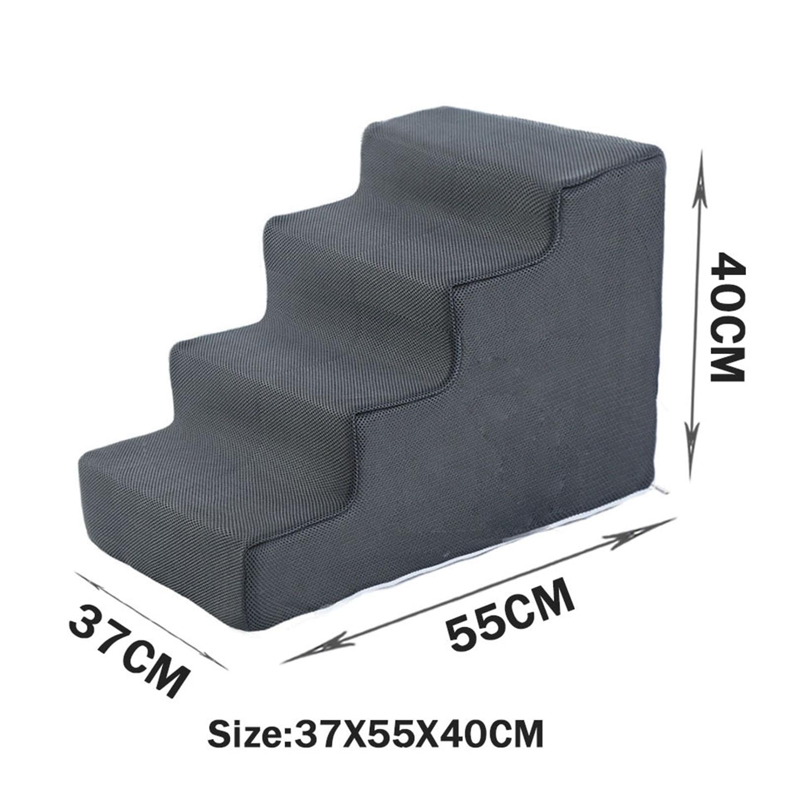 Scale per Animali Scaletta per Cani Piccoli Gradini Morbidi Rampa per Gatti Portatile con Copertura Lavabile E Fondo Antiscivolo Adatto per Cuccioli, 4 gradini grigio scuro