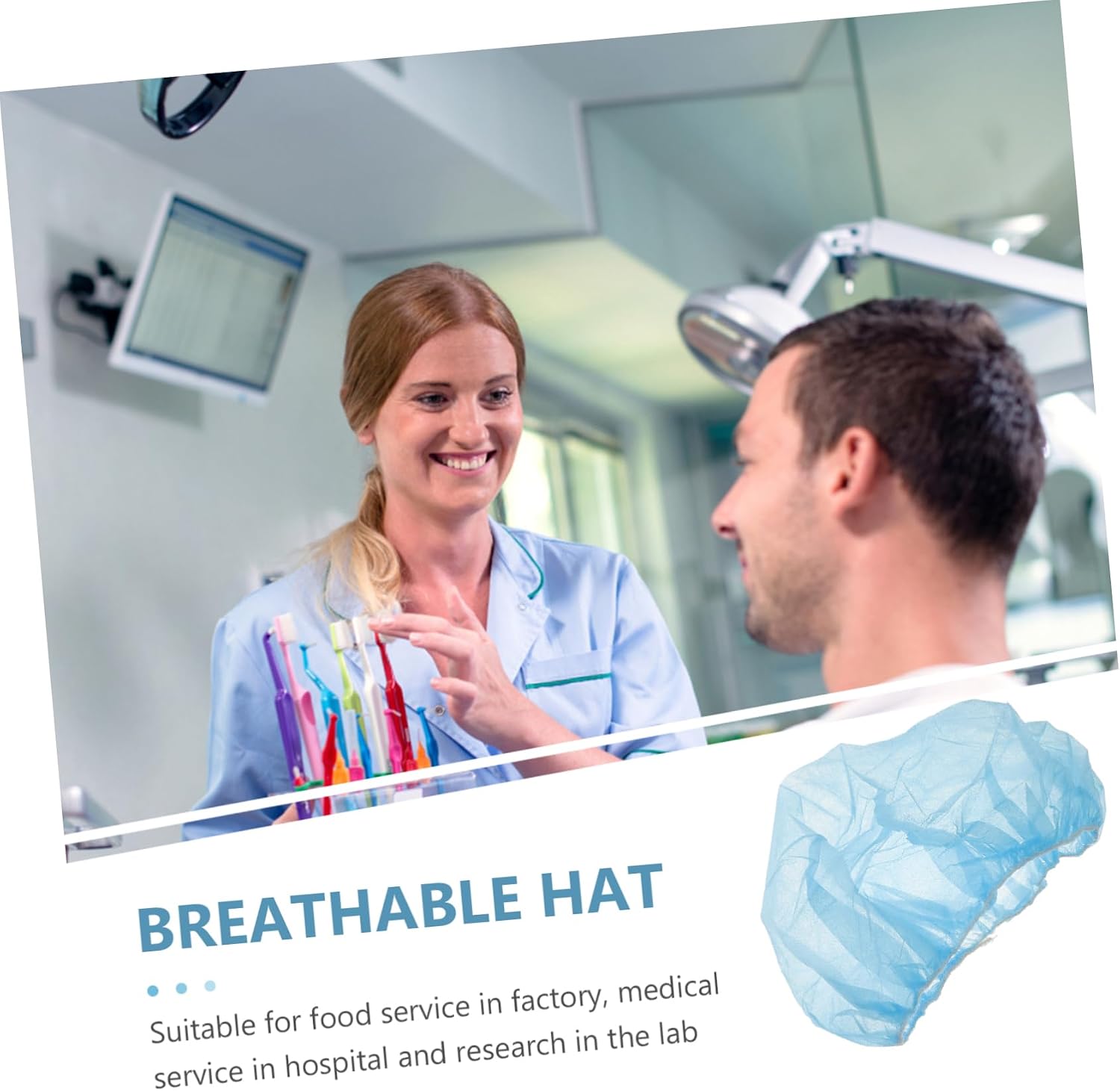 100PCS Breathable Disposable Bouffant Caps Elastic Hair Nets for Medical Food Service and Workshop Use Non-Woven Round Caps for Nurse Accessories