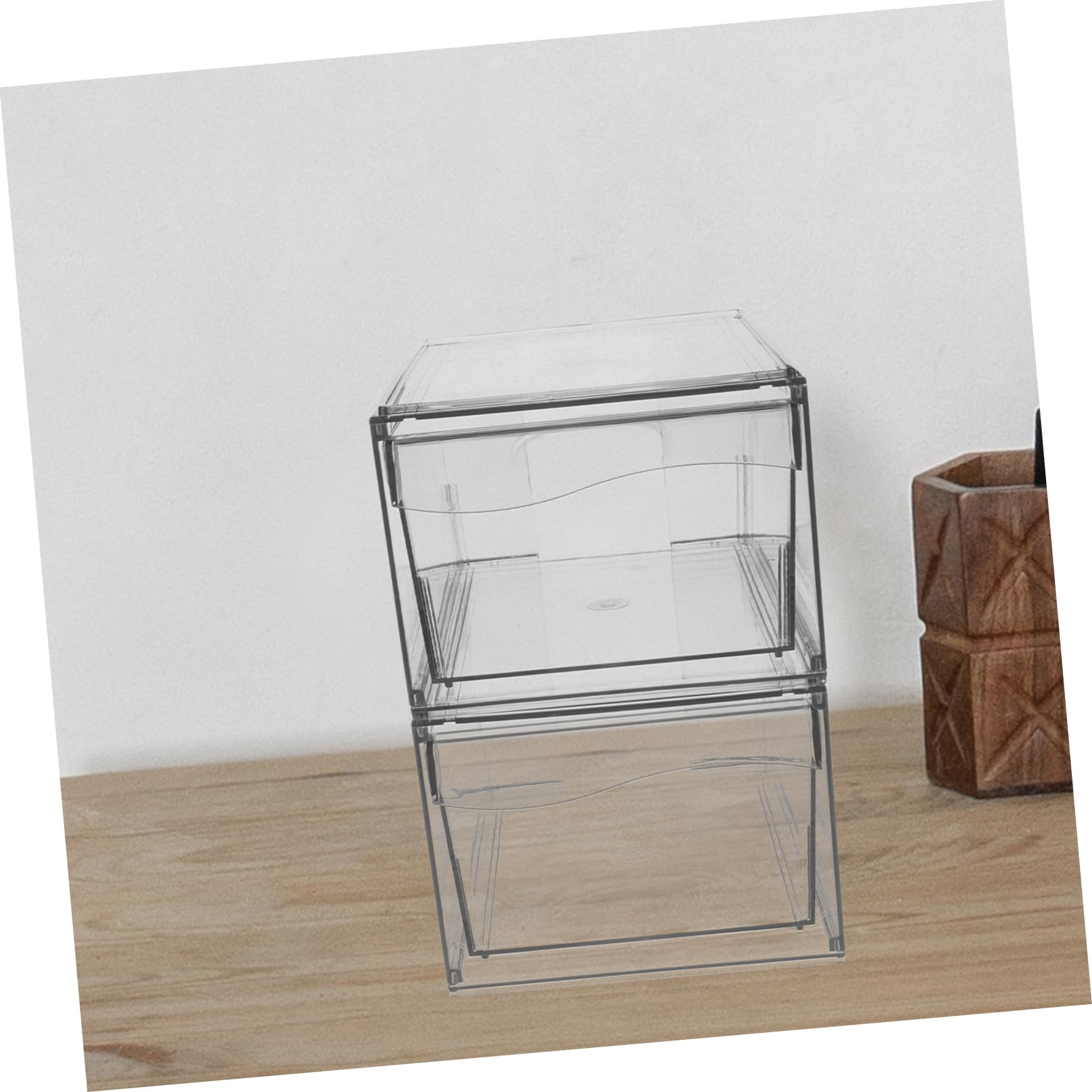 OUNONA 2stücke Stapelbare Acryl-aufbewahrungsboxen Mit Transparenter Organizer Für Kosmetik Make-up Und Hautpflege Multifunktional Für Schreibtisch Und Badezimmer Robust Und Platzsparend