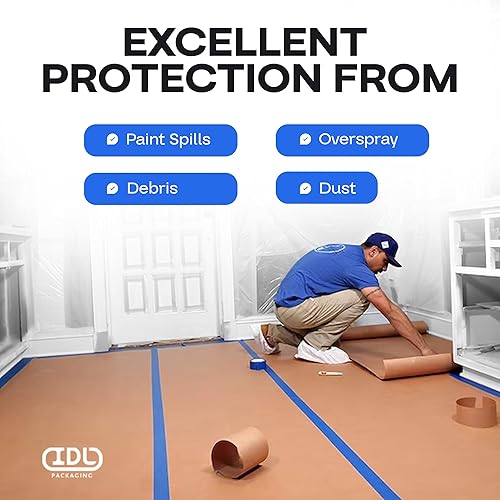 Miniatura 6 de IDL Packaging Papel de enmascaramiento de colofonia roja, 36 x 1992 pulgadas (166 pies), paquete de 4 (1992 pies cuadrados)  Revestimiento grueso