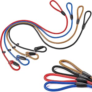 Huakaile 4 Packs 4.4 FT/1.35 M Slip Lead Dog Leash Nylon, 0.39''/1 CM Slip Leash for Dogs Adjustable Heavy Duty No Pull & Collar Training Walking Small Medium Puppy Pet Colorful (4 psc)